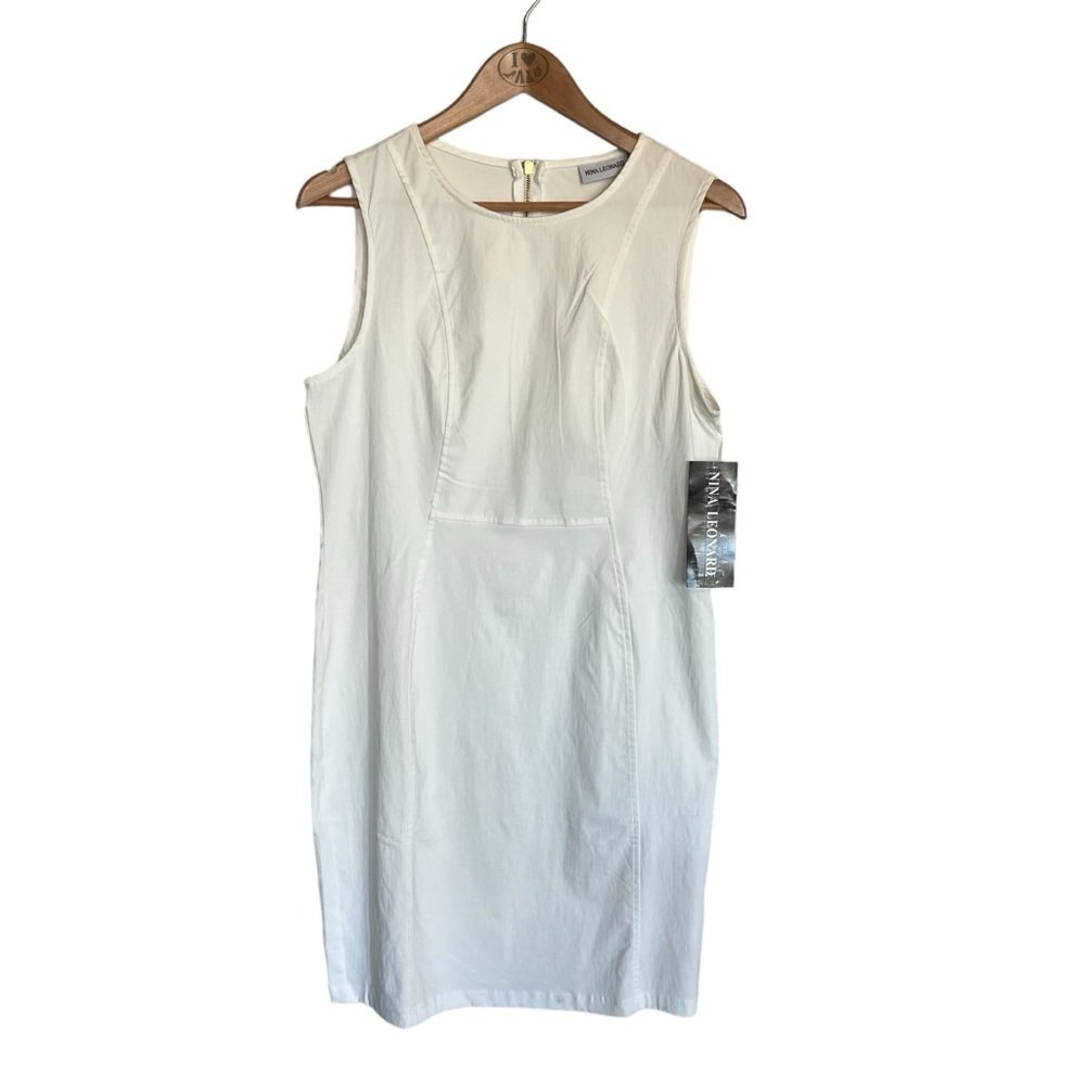 Nina Leonard Ivory Sleeveless Dress Size M